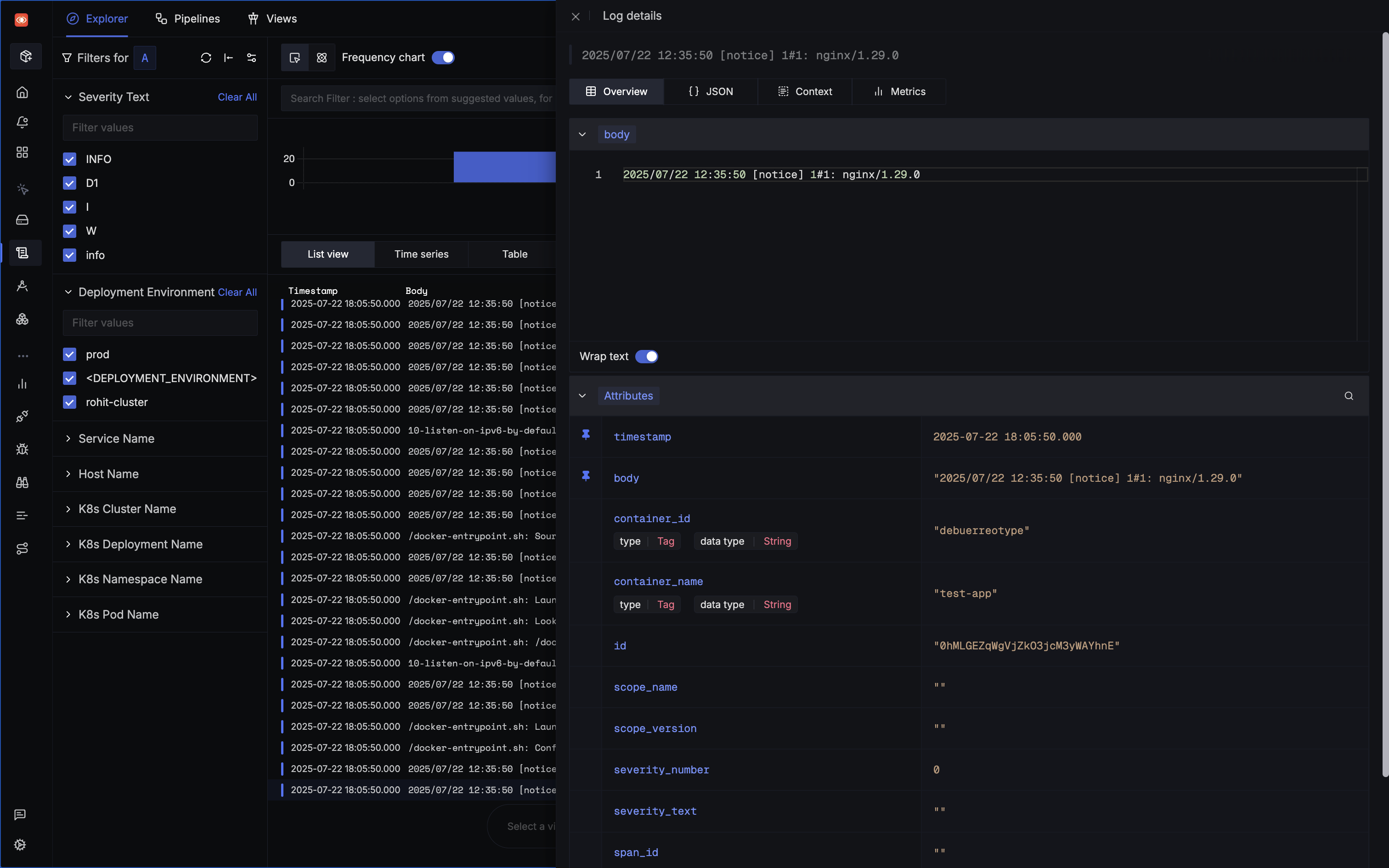 Docker container logs in SigNoz